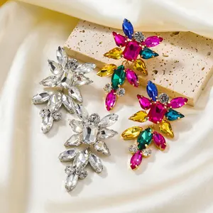 Nova Tendência Metal Vidro Rhinestone Geometria Brincos Bridal Wedding Luxury Jewelry 2024 Charme Moda Acessórios Presente das Mulheres