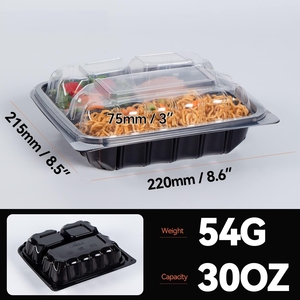 Conteneur alimentaire jetable en plastique PP à 3 compartiments avec couvercle à charnière, <span class=keywords><strong>prix</strong></span> usine - Product Image 3