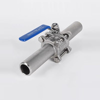 Vanne à boisseau sphérique filetée en 3 parties, durable, industrielle, en acier inoxydable 304, avec extrémité de soudure allongée, 1000WOG, PN16, PN64, poignée à verrouillage, vente directe
