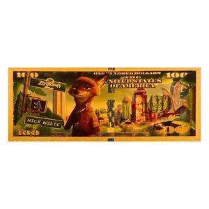 10 billets de banque américains de dessins animés d'anime, <span class=keywords><strong>Judy</strong></span> et Nick, billets de banque en feuille d'or de 100 $, objets de collection, cadeaux pour enfants - Product Image 6