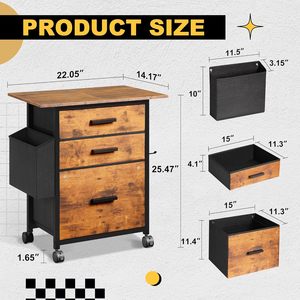 Trang chủ Văn phòng mộc mạc Nâu di động Tủ hồ sơ 3 ngăn kéo lưu trữ tập tin thư mục lưu trữ túi móc Tủ hồ sơ máy in đứng - Product Image 5