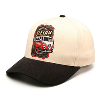 Casquette de baseball vintage tendance bicolore avec logo brodé personnalisé, style rétro, 5 panneaux structurés, pour hommes et femmes