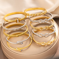 Brazalete de Lujo en Acero Inoxidable con Diamantes para Mujer, Brazalete Elegante de Alta Gama con Baño Electrolítico Resistente a la Decoloración