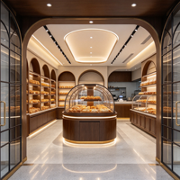 Aménagement intérieur de boulangerie de luxe sur mesure, personnalisation de la décoration, mobilier et vitrines sur mesure, aménagement de magasin