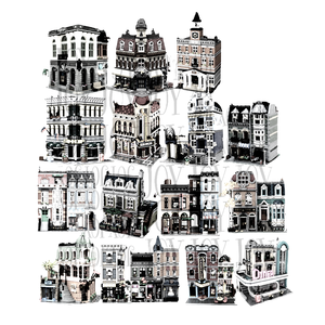 Ensemble de jouets en plastique modulaire 1:8 à assembler, avec une place de la ville comprenant une librairie, une banque, une caserne de pompiers, une station de <span class=keywords><strong>jazz</strong></span>, une place de la ville du détective - Product Image 4