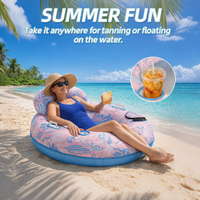 Bouée de piscine gonflable en polyester recouverte de tissu, avec fond en maille épaissie, chaise longue flottante, jouet aquatique, radeau de piscine