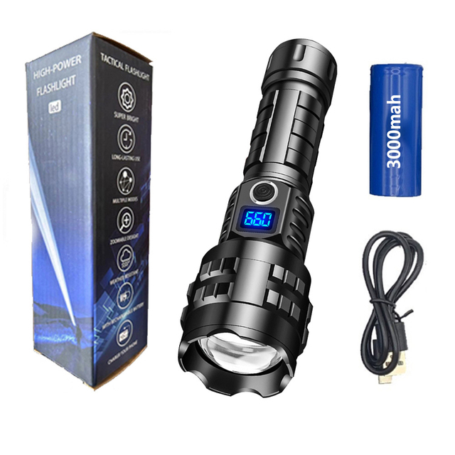2024 Super Bright High Lumens Portable Long Rang Rechargeable USB Aluminum Alloy Light Tactical Flashlight Torch LED Flashlights