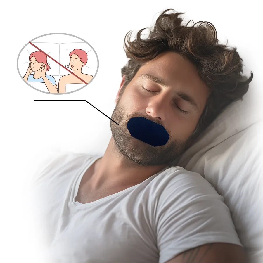 แถบปิดปากป้องกันการนอนกรนสวมใส่สบายพร้อมกระดาษรองตัดแผ่นรองหลังสำหรับปาก
