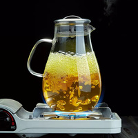 Bouilloire d'eau froide domestique Pot de jus en verre résistant à la chaleur à haute température Pot à eau transparent de grande capacité anti-déflagrant