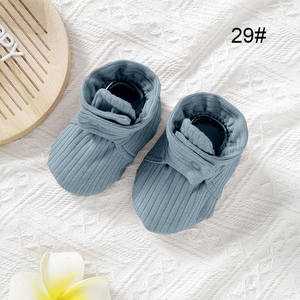 Atacado Baby Socks Infant Knitted Infant Boot Botas de algodão orgânico Non-Slip Ribbed Baby Booties - Product Image 5