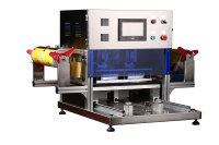 Machine de scellage automatique pneumatique de haute qualité pour barquettes, en acier inoxydable, scellage thermique, petite barquette, emballage de fruits de mer, film en aluminium