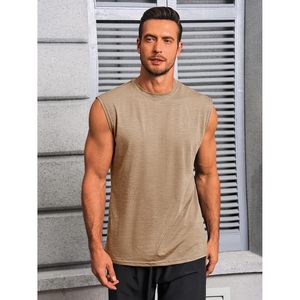 2025 camisetas sin mangas de entrenamiento para hombres XL poliéster sin mangas músculo cortado Camisa con capucha camisetas de gimnasio atléticas lisas - Product Image 3