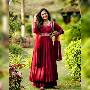 Traje Anarkali Maxi para Mujer, Bordado, Estilo Indio Pakistaní, para Fiesta, Boda, Diwali - Product Image 1