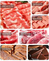 Nouvelle trancheuse automatique de viande congelée Jiayang avec lame en acier inoxydable, épaisseur réglable pour bœuf, agneau et bacon