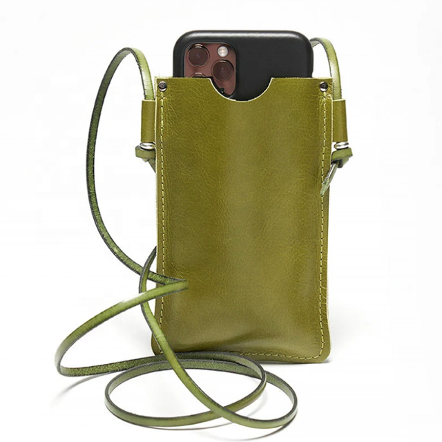 Fashion Genuine Leather Crossbody Bag Ladies Cell Phone Pouch for Smartphone