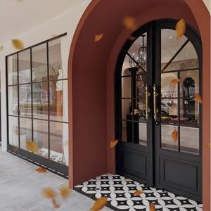 <span class=keywords><strong>Porte</strong></span> vitrée <span class=keywords><strong>en</strong></span> <span class=keywords><strong>aluminium</strong></span> cintrée sur mesure, grille <span class=keywords><strong>de</strong></span> sécurité, système <span class=keywords><strong>d</strong></span>'entrée pivotant commercial extérieur, double vitrage trempé manuel - Product Image 5