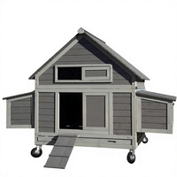 Grand poulailler mobile en bois, verrouillable, résistant aux intempéries, avec roues, 67,3 pouces de long, 6 nichoirs, capacité pour 6 poulets
