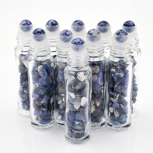 Envase Cosmético de 10 ml, Botella Redonda Transparente para Suero para Ojos, Aceite Esencial, Perfume, Botella de Vidrio con Rodillo de Piedras Preciosas - Product Image 3