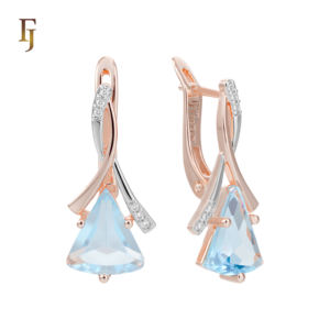 Bijoux FJ Fallon, boucles d'oreilles en or, fermoir russe, triangle avec <span class=keywords><strong>pavé</strong></span> croisé, élégantes, en laiton non ternissant - Product Image 1