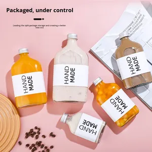 Rõ ràng rỗng phẳng <span class=keywords><strong>Flask</strong></span> 50ml 100ml 200ml 250ml 350ml 500ml Cold brew cà phê sữa trà nước trái cây Đồ uống Rượu rượu chai thủy tinh - Product Image 3