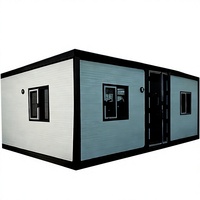 Maison conteneur blanche extensible préfabriquée pliable modulaire avec structure en acier et toit plat, style moderne et minimaliste