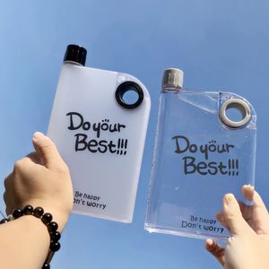 Bouteille d'eau plate en plastique sans BPA avec logo personnalisé Yy805, format A5, A4, A6, 380 ml, 450 ml, 750 ml, facile à transporter, pour la salle de sport - Product Image 2