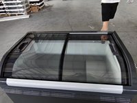Congélateur coffre commercial avec couvercle en verre incurvé coulissant, grande capacité, personnalisable, pour la présentation de glaces et d'aliments surgelés