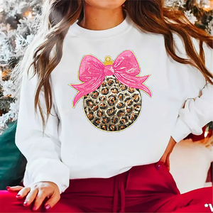 Kỳ nghỉ sequin các bản vá lỗi tùy chỉnh món quà giáng sinh lớn Bow Leopard ánh sáng bóng đèn long lanh Sequins thêu sắt trên bản vá cho quần áo - Product Image 5