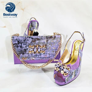 Bestway sepatu perempuan hak 38-43 2.55 inci sepatu pesta dan tas Set sepatu Italia tas tangan wanita - Product Image 3