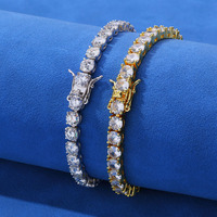 Bracelet Tennis en Cuivre et Moissanite VVS, Or Blanc, 2mm 3mm 4mm 5mm, pour Femme et Homme, Bijoux Fins, Cadeaux, Diamant de Laboratoire GRA