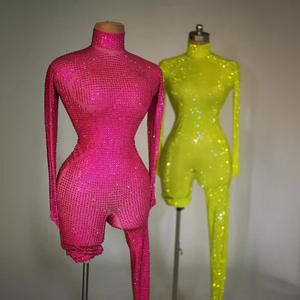 Costumes populaires discothèque Bar mince <span class=keywords><strong>combinaison</strong></span> chanteur modèle passerelle Banquet robe de soirée robe de bal strass maille <span class=keywords><strong>combinaison</strong></span> - Product Image 4