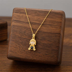 Sutra <span class=keywords><strong>del</strong></span> Corazón <span class=keywords><strong>del</strong></span> <span class=keywords><strong>Buda</strong></span> Maitreya Dorado, Colgante de Proyección de Jade Blanco, Collar de Acero de Titanio, Personalizado y Moderno para Mujer - Product Image 1