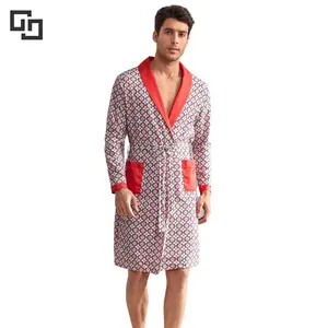 Custom Breathable Knitted sleepwear solid custom Cotton Bath Robe Designer Spa Kimono men's Robes