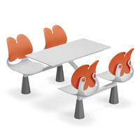 Ensemble table et chaises de salle à manger 4 places en plastique moderne et minimaliste avec plateau en acrylique pour cafétérias d'étudiants, restaurants, employés et fast-foods