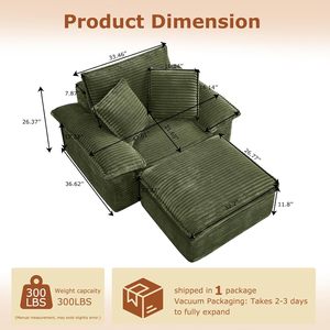 Sofá Cama Modular de Diseño Moderno 2026, Sofá Seccional de Corduroy Comprimido al Vacío, Chaise Longue Individual para Sala de Estar - Product Image 6