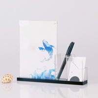 Présentoir de bureau en acrylique multifonctionnel pour cartes de visite, cartes A4/A5, stylos et rangement de cure-dents