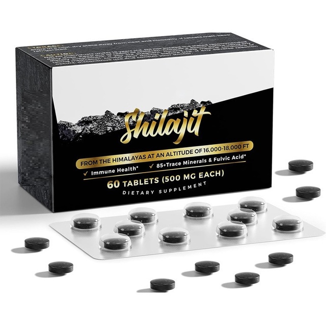 OEM/ODM Himalayan Shilajit Tablets Supplement Adults Ionic Trace Minerals Full Vitamins Amino Acids Energy Immune Support Focus