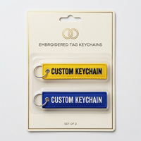 Porte-clés brodé personnalisé, étiquette en tissu double face, texte personnalisé, porte-clés, cadeau promotionnel pour logo de marque, accessoire de sac