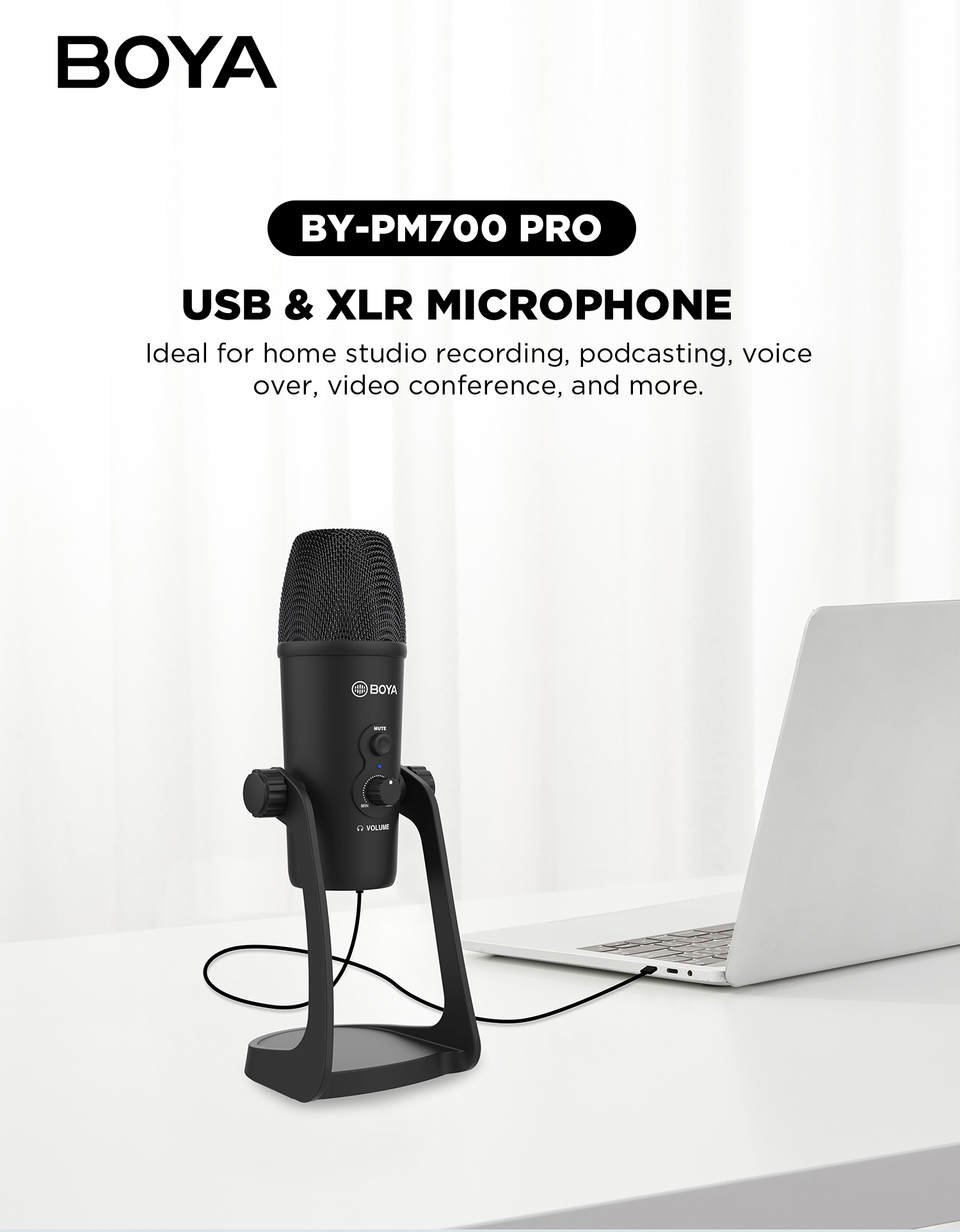 BOYA BY-PM700 Pro Studio Condenser USB XLR Microphone
