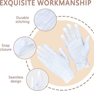 Guantes <span class=keywords><strong>de</strong></span> Algodón Blanco para Traje Formal <span class=keywords><strong>de</strong></span> Esmoquin, para Guardia <span class=keywords><strong>de</strong></span> Honor, con Puño a Presión, para Inspección <span class=keywords><strong>de</strong></span> Monedas y Joyas - Product Image 3