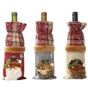 2023 hot-sale wine bottle cover Christmas decorations gingham wine bottle with red wine and champagne bottle bag