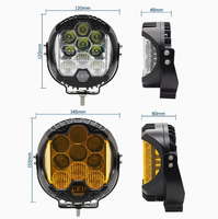 Projecteur de travail LED trois faces, 7 pouces 90W, projecteur haute luminosité pour véhicules tout-terrain