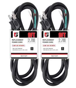 2-पैक 9 फीट <span class=keywords><strong>14</strong></span>/3c sjtw उपकरण और पावर टूल कॉर्ड, <span class=keywords><strong>14</strong></span> गेज 3 प्रोंग भारी शुल्क प्रतिस्थापन बिजली आपूर्ति कॉर्ड केबल - Product Image 1