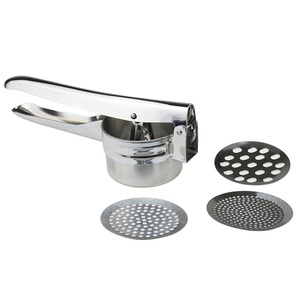 Presse-purée manuel en acier inoxydable pour pommes de terre, fruits, légumes, aliments pour bébés, 3 disques interchangeables pour purée fine, moyenne et grossière - Product Image 1