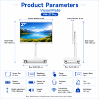 Téléviseur intelligent portable OEM ODM sur roues, écran tactile Android de 27 à 32 pouces avec caméra et haut-parleur