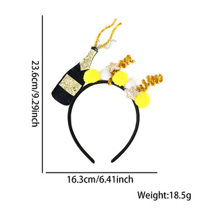 Serre-tête en peluche pour le Nouvel <span class=keywords><strong>An</strong></span>, motif bouteille <span class=keywords><strong>de</strong></span> vin et coupe, idéal pour le réveillon du Nouvel <span class=keywords><strong>An</strong></span>, accessoire <span class=keywords><strong>de</strong></span> fête, serre-tête <span class=keywords><strong>de</strong></span> Noë<span class=keywords><strong>l</strong></span>, cerceau pour cheveux du Nouvel <span class=keywords><strong>An</strong></span> - Product Image 3