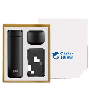 3 In 1 High-End Relatiegeschenk Thermos Beker Opladen Schat Bluetooth Audio Bedrijf Aangepaste Logo Cadeau Set