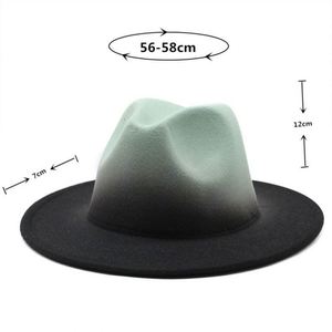 Men's Women's New Two Tone Color Fedora <b>Hat</b> Thickened Winter British Style Ombre Printed Fedora <b>Hat</b> - Product Image 2