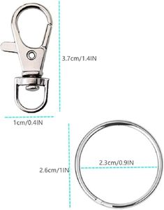 Llaveros con Mosquetón Giratorio de Alta Calidad con Ganchos Metálicos Resistentes, Color Plateado, 10 Piezas - Product Image 3