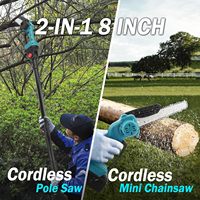 Scies à perche électriques sans fil 2-en-1 pour l'élagage des arbres - Scie à chaîne à perche de 6 pouces avec batterie et perches d'extension